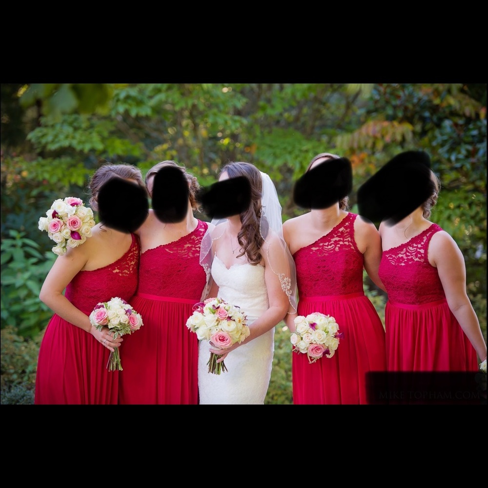 Red David’s Bridal Bridesmaid Dress Size 6